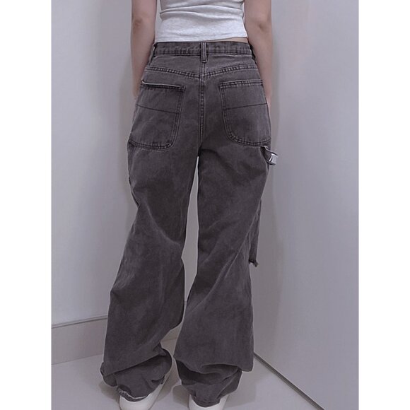 Black Distressed Oversized Pants - Picture 2 of 8